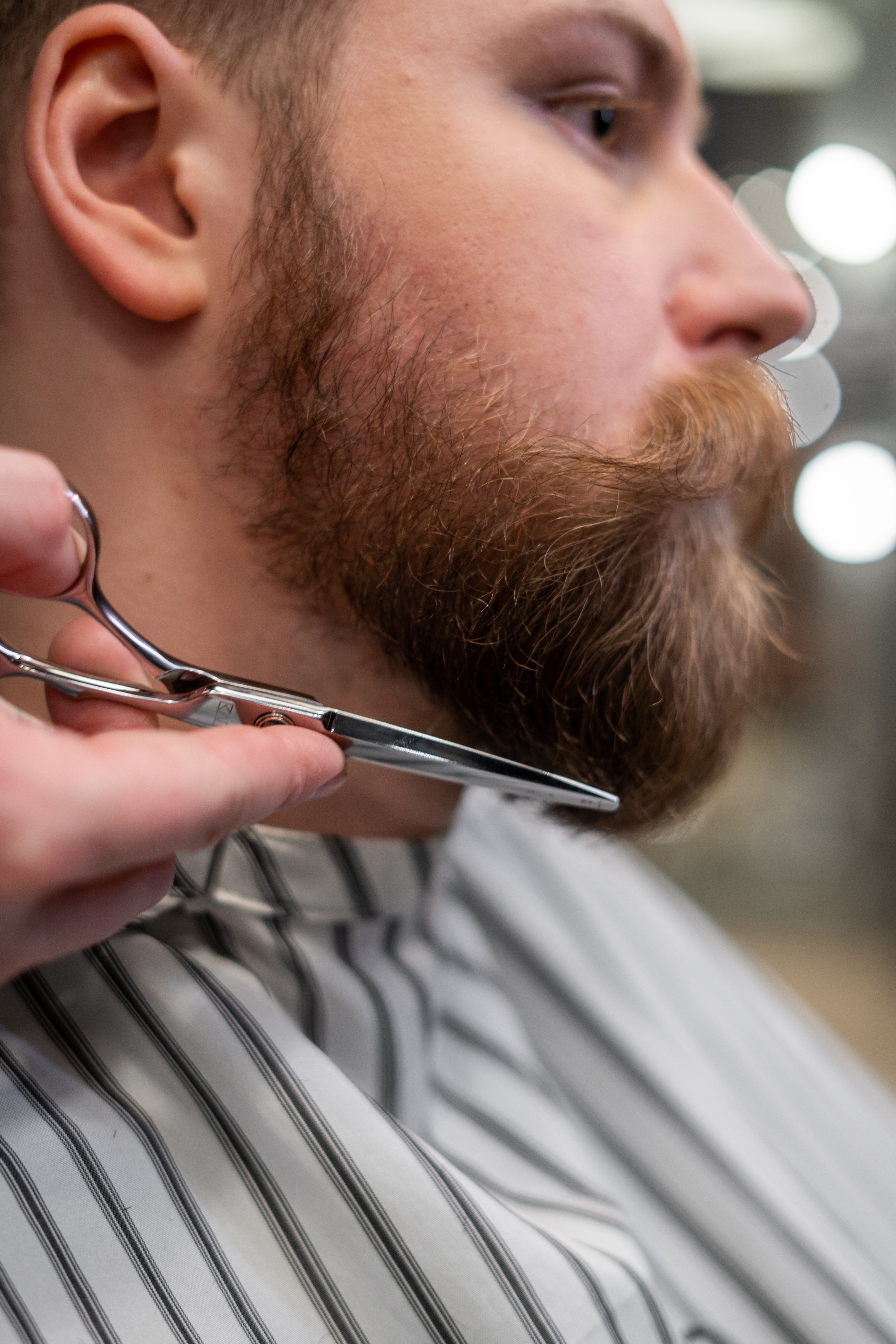 Beard trim in progress