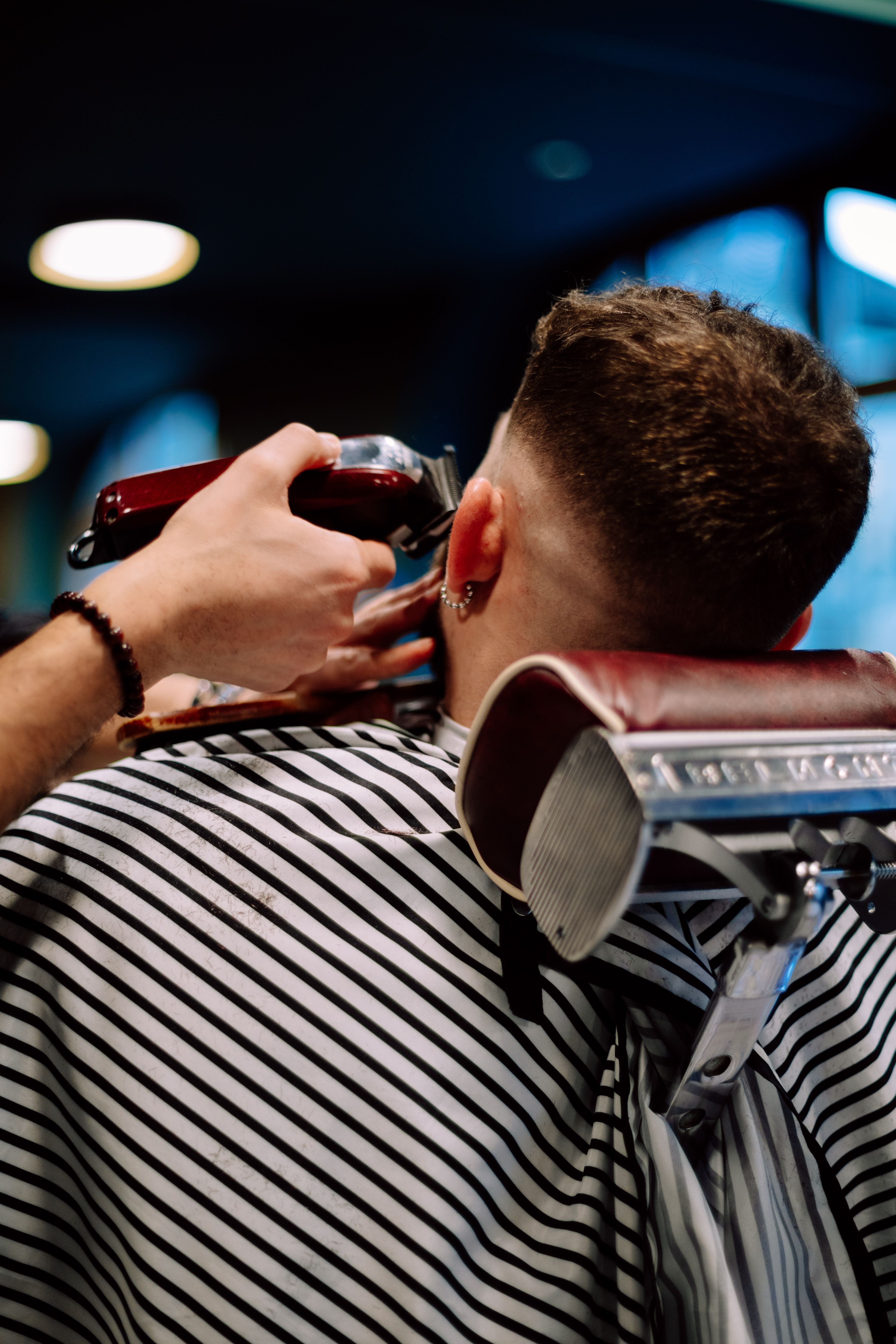 Close-up of a fresh skin fade